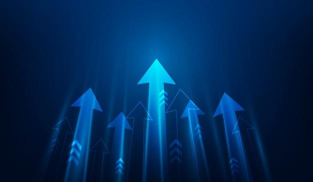 business arrow up and move forward to target technology background