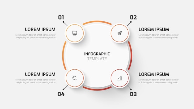 business central circle infographic template with gradient color circle label 4 number and icon