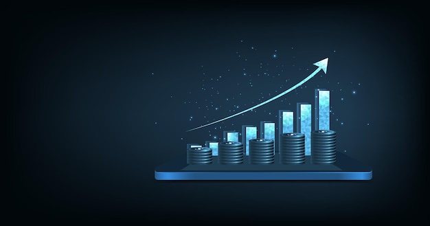 Business chart an uptrend graph on a mobile phone concept of income and return on investment trading stock market design