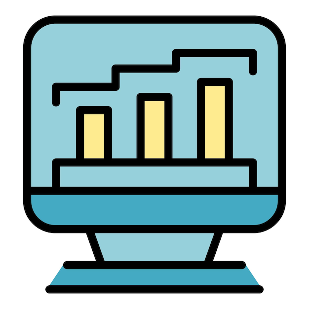 Business chart icon outline vector Risk plan Change strategy color flat