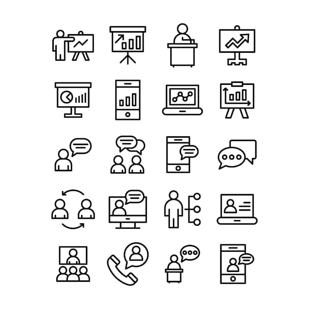 Business Chart Line Icons Set