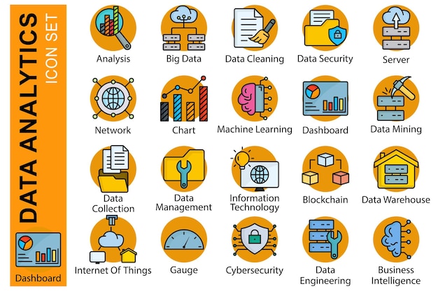 Business colored outline icon set