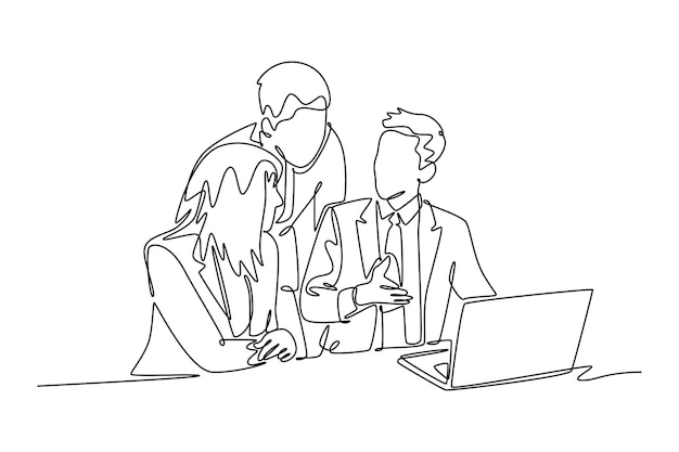 Business communication concept Single line draw design vector graphic illustration