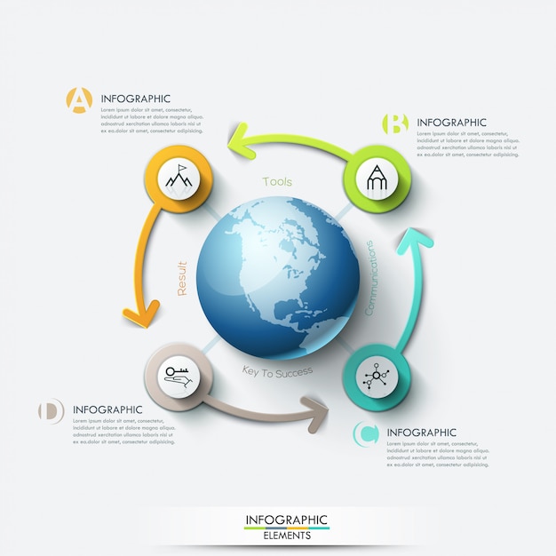 Business computer network. Business global template with arrows
