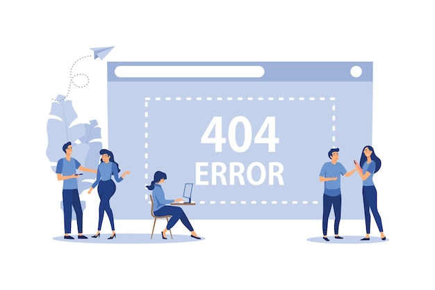 Business concept flat vector illustration error 404 disconnection from the Internet unavailable