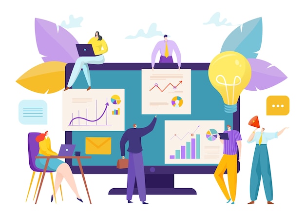Business creative teamwork in flat computer