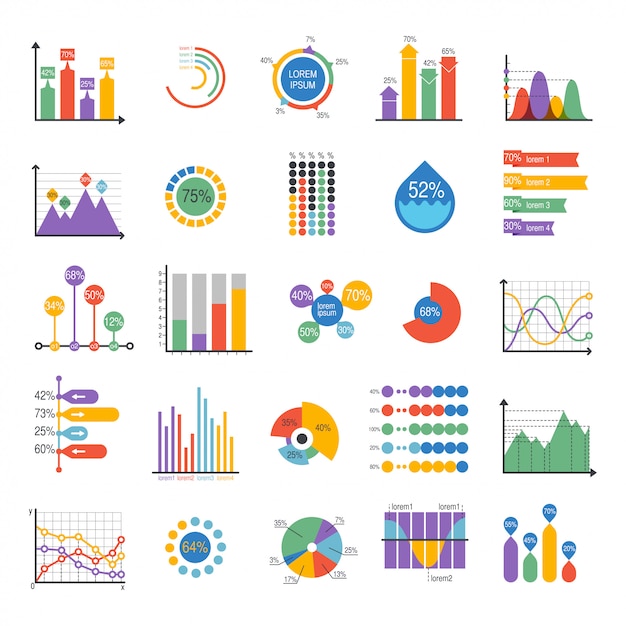 business data graph analytics vector elements