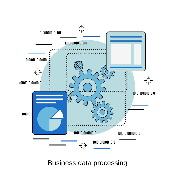 Vektor business data processing flat design style vector concept illustration