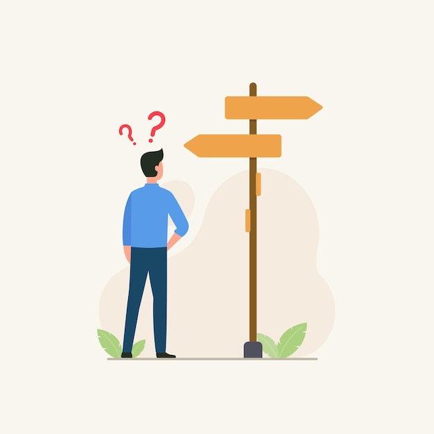 business decision making to choose the right way to success concept vector illustration