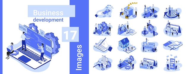 Business development A set of illustrations in business style A collection of images