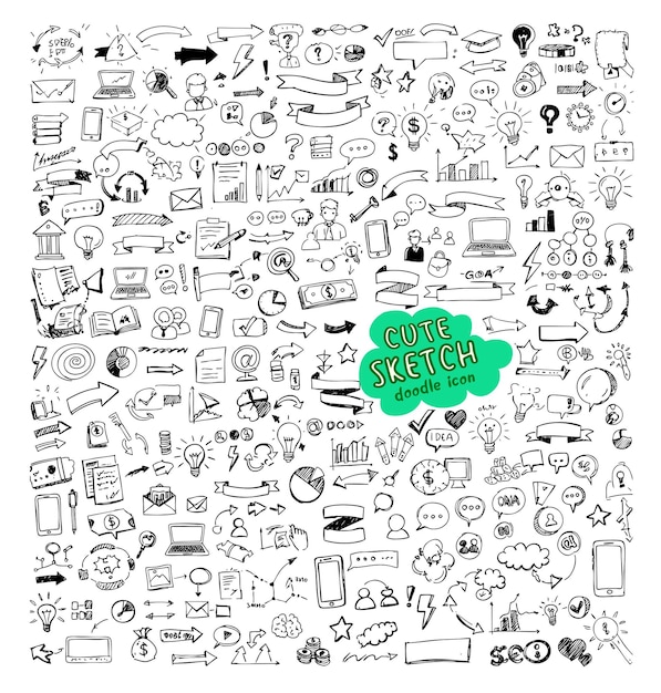 Business doodle elements Vector illustration in line