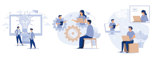 Business efficiency concept Innovative solution cooperation and workflow idea management