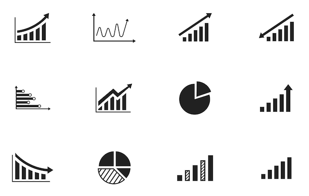 Business graphs and charts icons