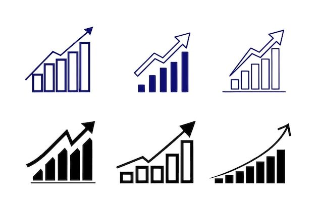 Business Growth Chart Vector Financial Profit and Investment Return Symbol Silhouette Illustration