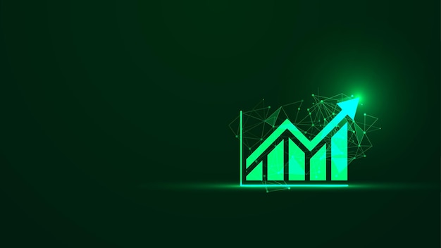 business growth wallpaper with the glowing bar chart static and up arrow stock market growth