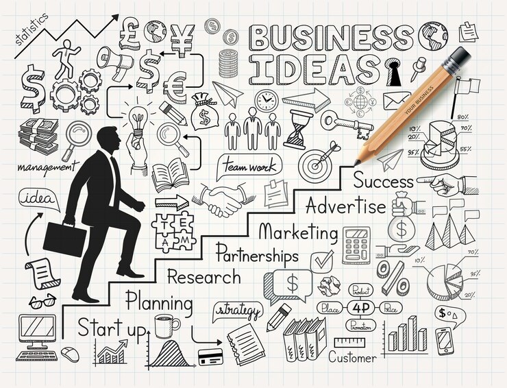 Vektor business idea doodles icons set