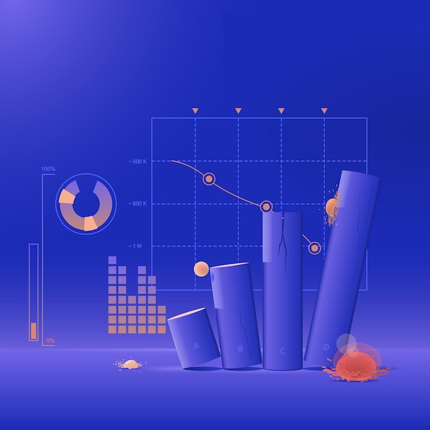 Business illustration, the theme of the collapse of the stock market. Finance, infographics