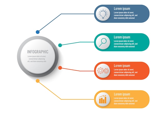 Business infografik skabelon med 4 muligheder