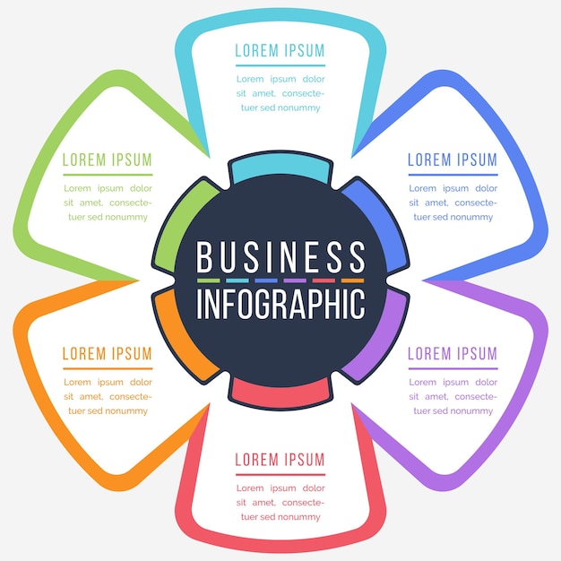 Business Infographic design 6 Steps objects elements or options business information template