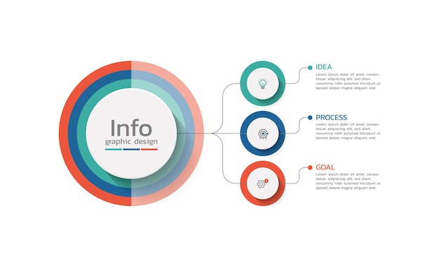 Business infographic design template circle with 3 options
