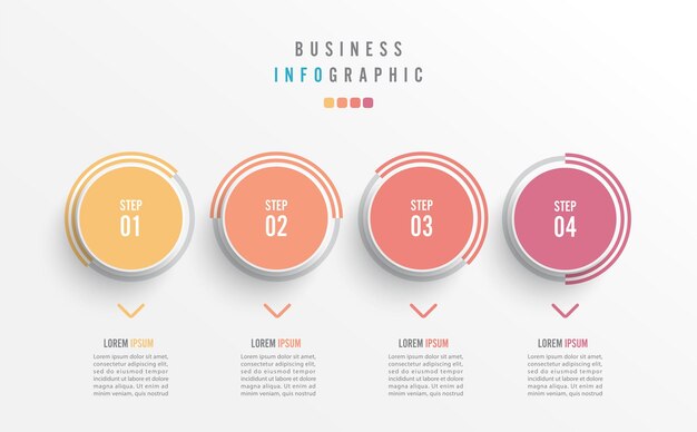 business infographic element with 4 options steps number vector template design