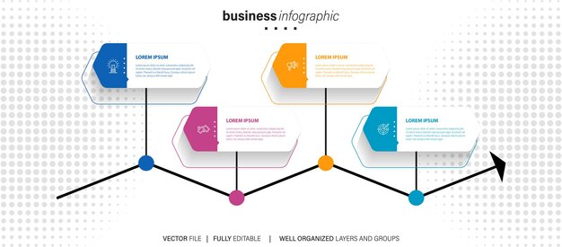Business infographic element with 4 options steps number vector template design