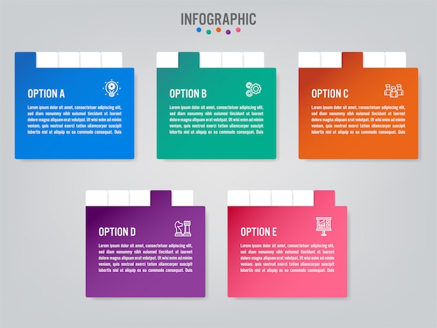 Business infographic labels template with options