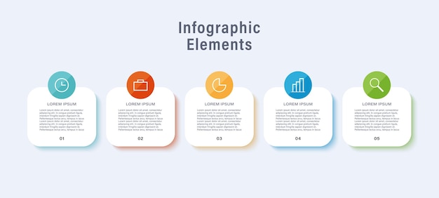 Business infographic template 5 Step timeline journey Infograph elements vector illustration