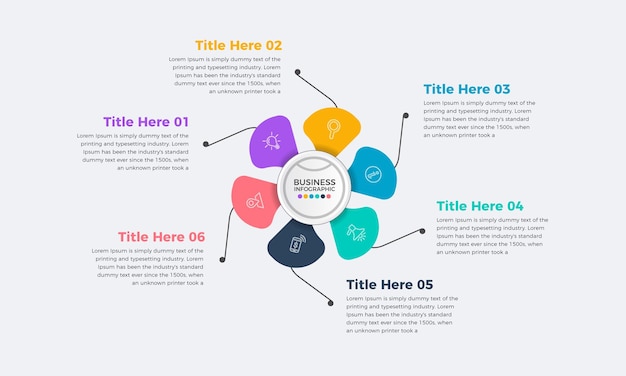 Business infographic template creative design with six or 6 steps for presentation