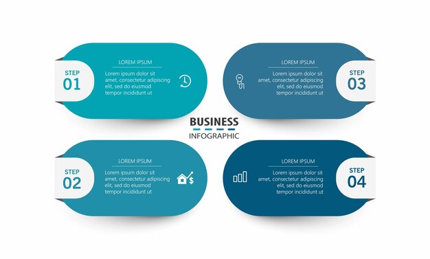 Business infographic template with 4 options or steps
