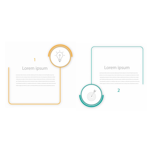Business infographics Infographics with 2 steps or options A thin linear infographic with rectangles