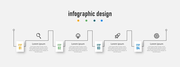 Business infographics template timeline with 4 steps or workflow diagram info chart web design