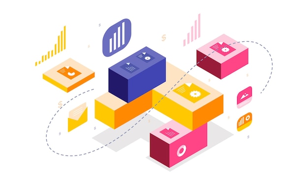 business isometric for infographic business resources