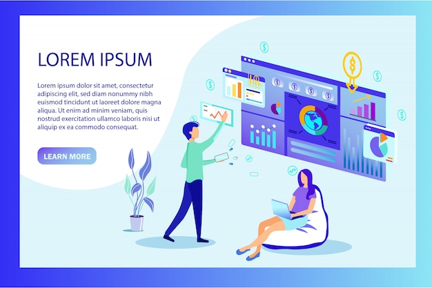 Business Man and Woman Analysing Data Information