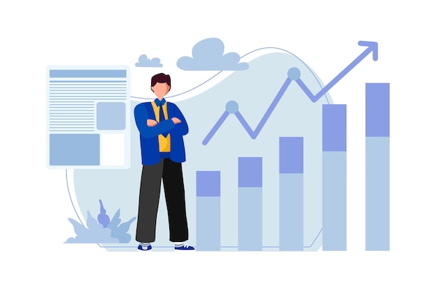 Business man confident with marketing sales illustration