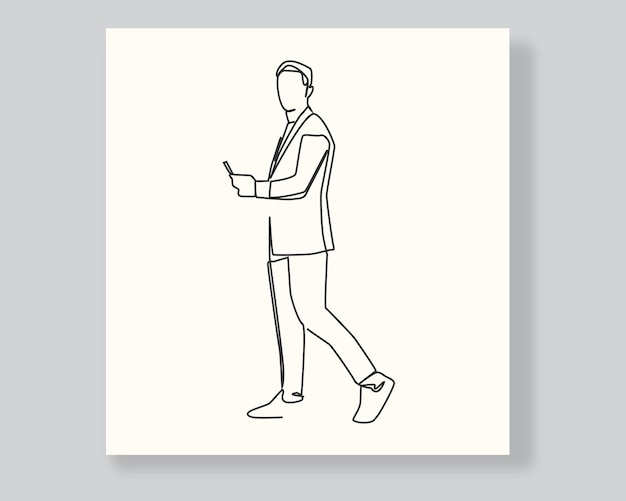 business man line art or continuous one line illustration