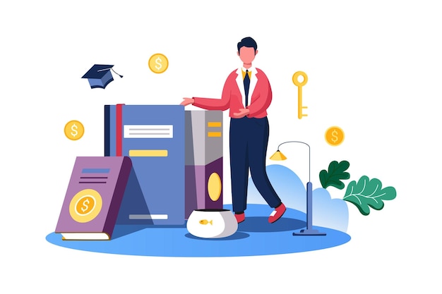 business management character art vector flat line illustration