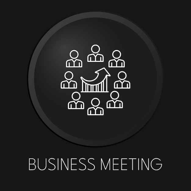 business meeting minimal vector line icon on 3d button isolated on black background premium vectorxa