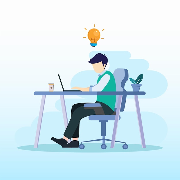 Business online idea or brainstorming Flat vector illustration