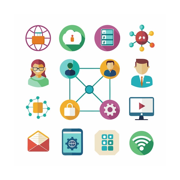 Business or organisation management icon set