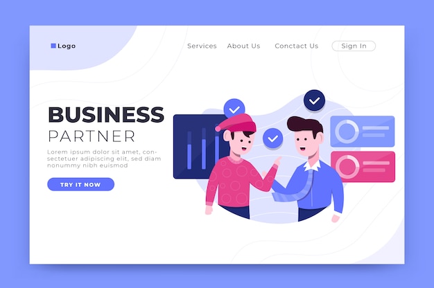 Business partner landing page template for web and app development