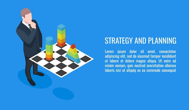 Business plan, evolution strategy of business, businessman playing chess