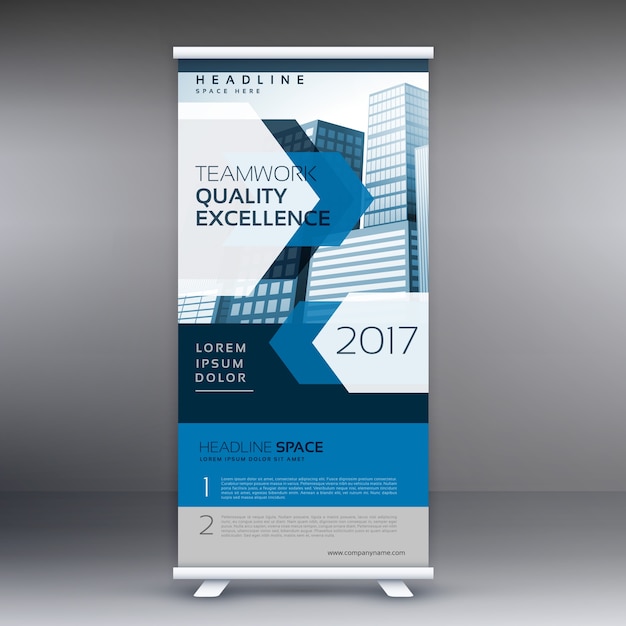 business presentation standee display roll up banner design vector template
