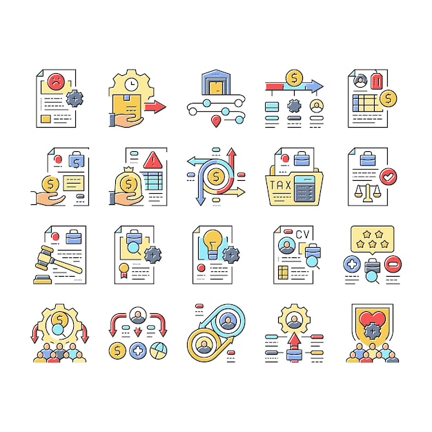 business process automation icons set vector