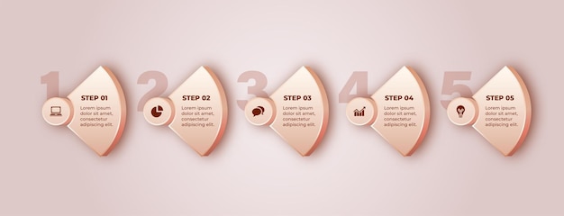 business process banner with editable butter color effect 5 bullet points