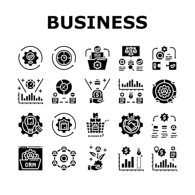 business process efficiency icons set vector