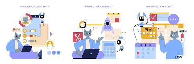 Business processes illustration this artwork highlights the analysis of client data project
