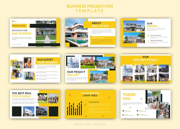 business real estate powerpoint presentation editable slides design set template