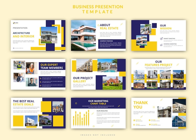 business real estate powerpoint presentation editable slides design set template
