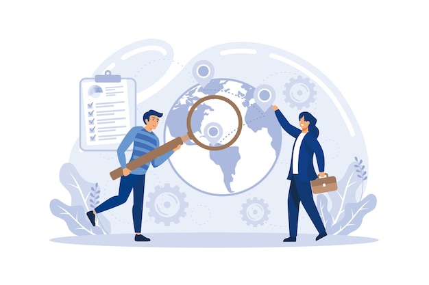 Business scaling concept Franchise business expansion flat vector illustration
